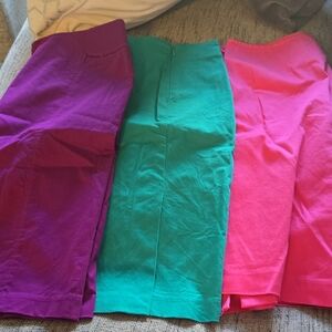 New York & Company Vibrant Pencil Skirt Set - Purple, Teal, Pink